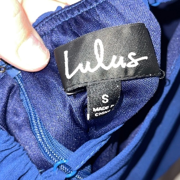 LULU'S Navy Blue Letter of Love Backless Skater Mini Dress Small - Picture 6 of 8